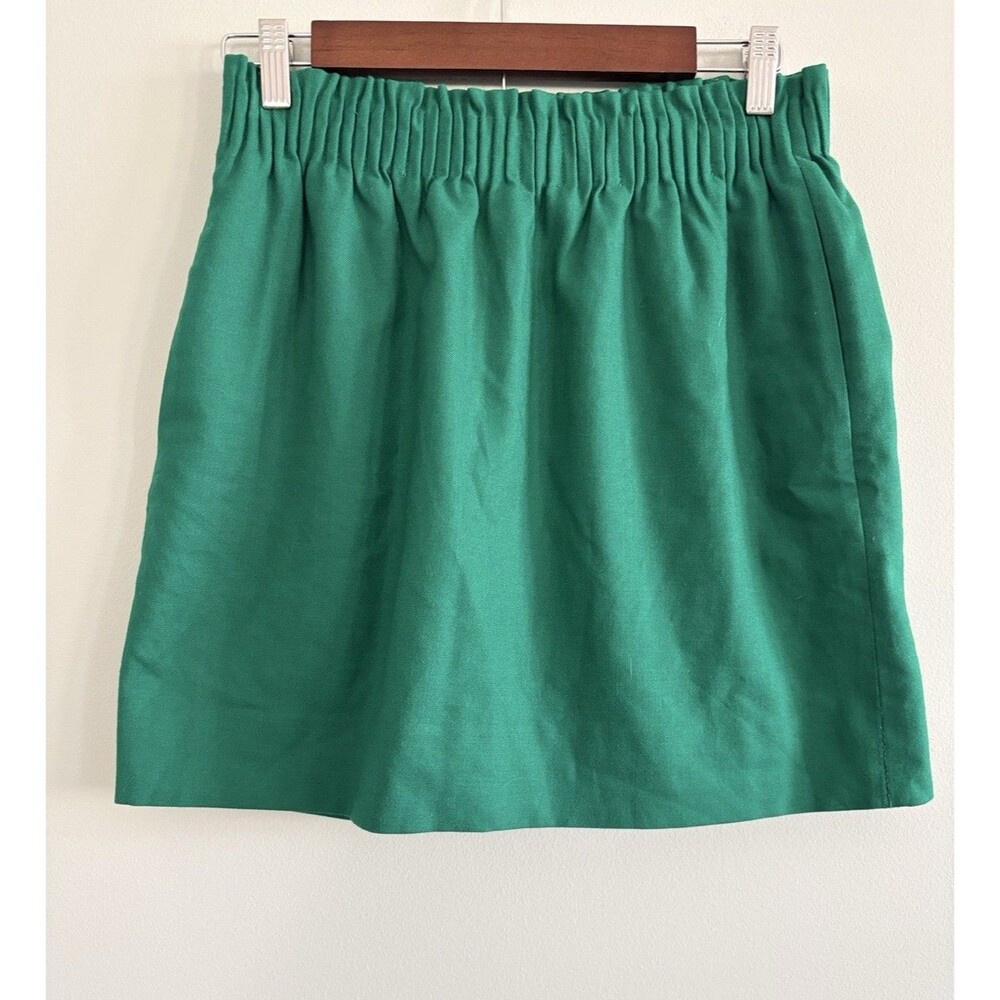 J. Crew Wool Blend Paper Bag Mini Skirt Womens 6 Green Pockets Academia Preppy